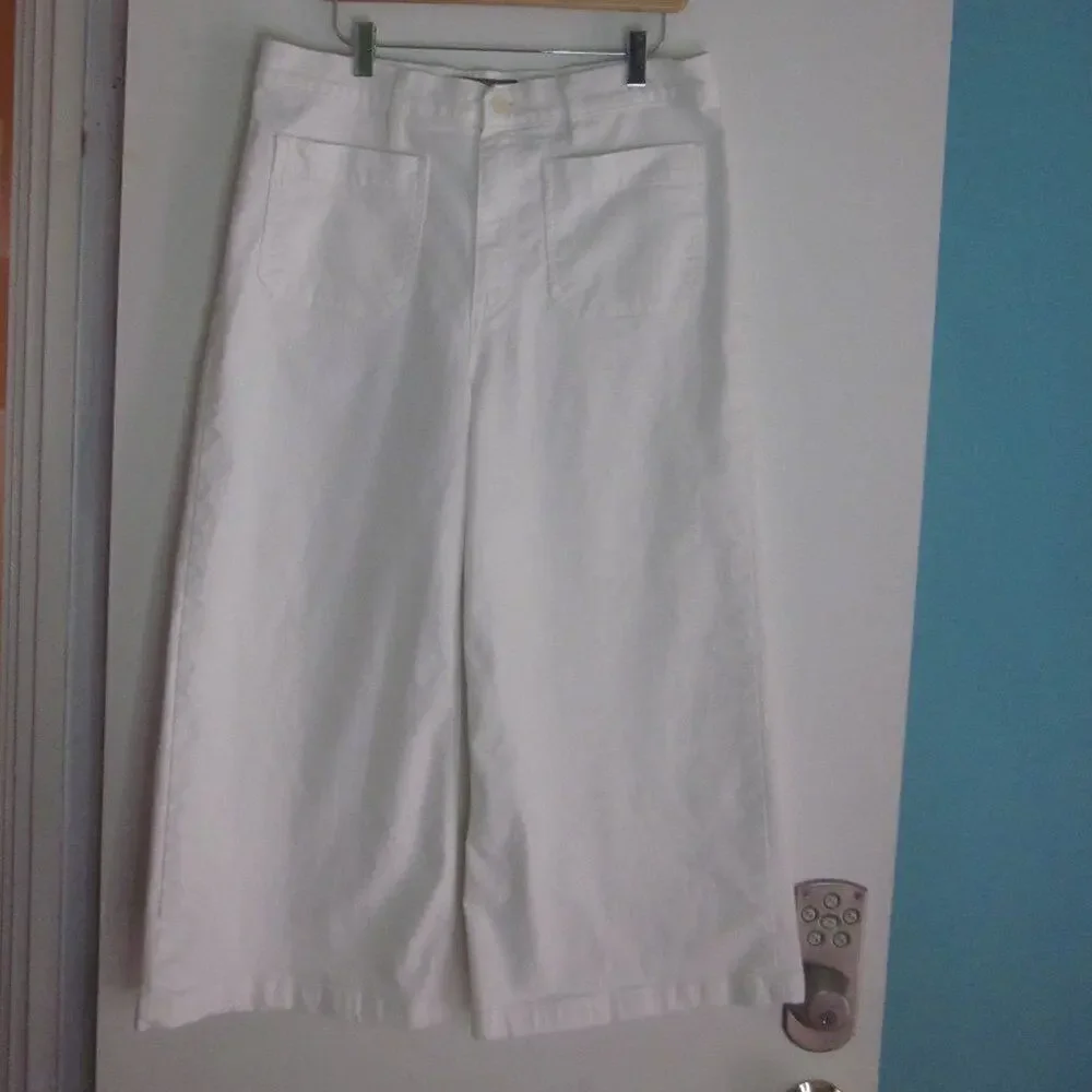 Point Sur J. Crew Womens Size 31 White Crop Wide Leg Cotton Jeans
